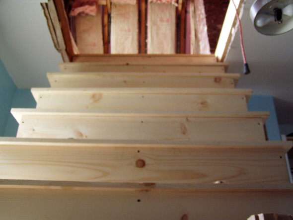 As you can see, the stringers and the treads are in, leaving the peripheral stuff.
