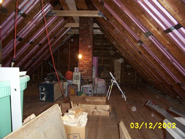 I put a bulb in an old lamp that was up in the attic, so that I can light up both sides of the room at the same time.
