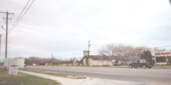 The Little Caesar�s pizza place and the Edcouch Methodist Church, located on Hwy 107 & Wista