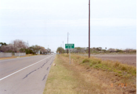 South city limits of Edcouch, along FM-1015.