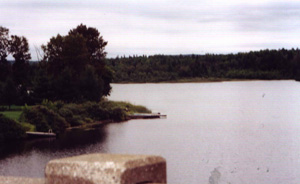 The Fish River looking south from the bridge in Soldier Pond.