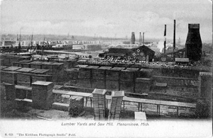 A lumber and sawmill in Menominee, Michigan.