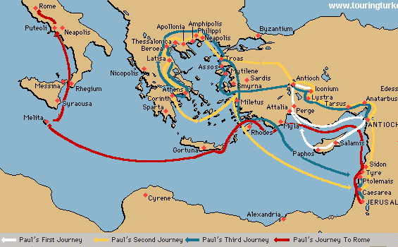 Paul's missionary journeys.